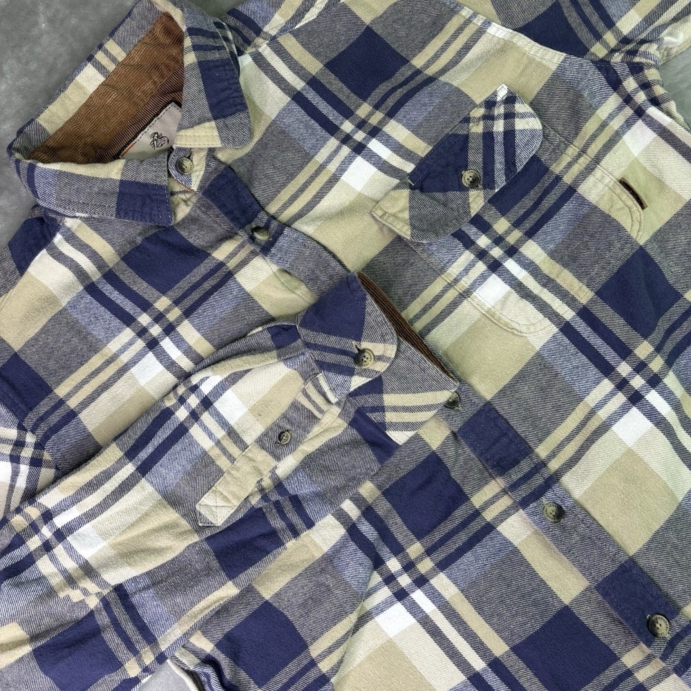 Legendary Whitetails Brown Plaid Corduroy Flip Cuff Flannel Button Shirt Medium